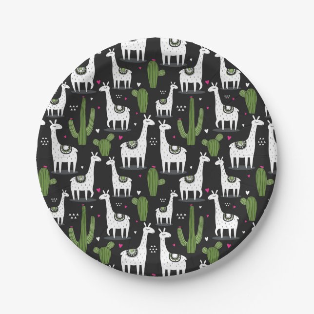 Plato De Papel Modelo feliz de la llama (Anverso)