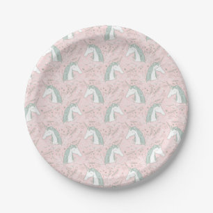 Plato De Papel Modelo floral dulce del unicornio