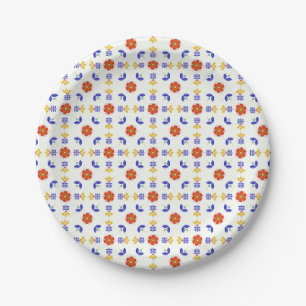 Plato De Papel Modelo geométrico de la flor de neón del arte