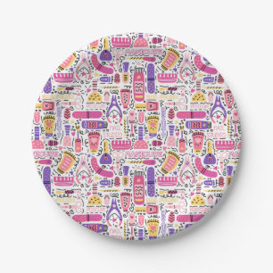 Plato De Papel Modelo lindo de la manicura del Doodle