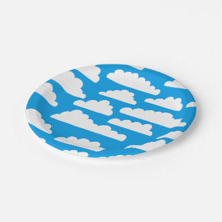 Plato De Papel Modelo mullido de las nubes - blanco en 009dea