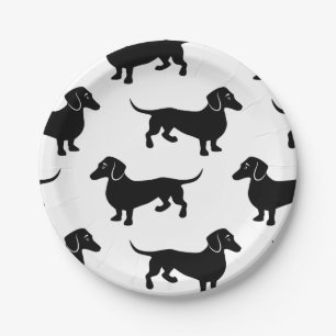 Plato De Papel Modelo negro lindo del Dachshund