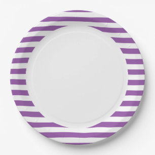 Plato De Papel Modelo púrpura y blanco de la raya