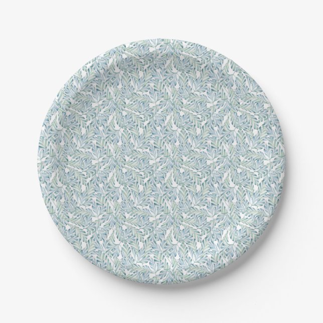 Plato De Papel Modelo rayado decorativo de la hoja (Anverso)