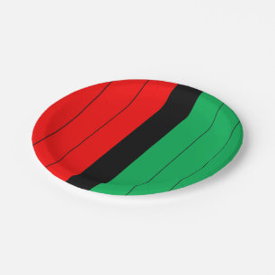Plato De Papel Modelo rayado verde negro rojo de Kwanzaa Kinara