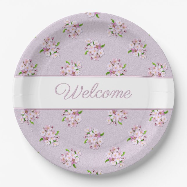 Plato De Papel Modelo retro floral (Anverso)