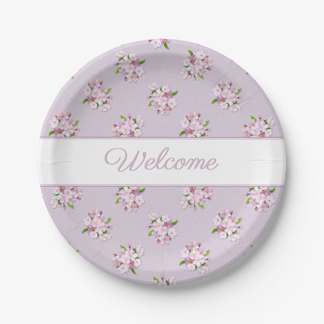 Plato De Papel Modelo retro floral (Anverso)