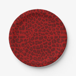 Plato De Papel Modelo rojo del estampado leopardo