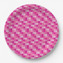 Plato De Papel Modelo rosado de Pixelated