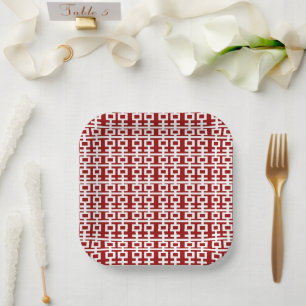 Plato De Papel Modelo simple de doble felicidad Boda chino
