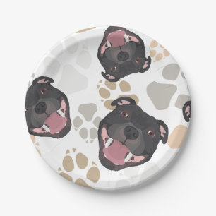 Plato De Papel Modelo Staffordshire bull terrier de las patas del