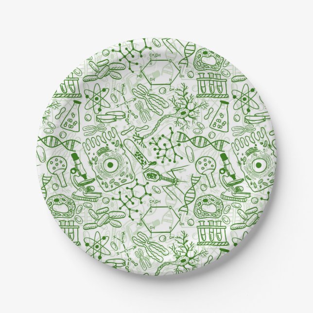 Plato De Papel Modelo verde de la biología (Anverso)