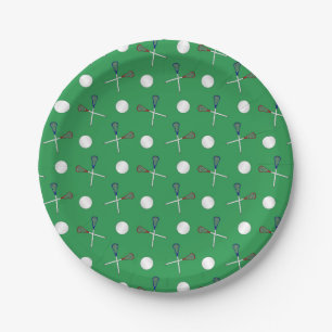 Plato De Papel Modelo verde del lacrosse