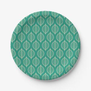 Plato De Papel Modelo verde estilizado de la hoja