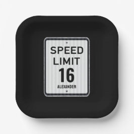 Plato De Papel Modern 16th Birthday Speed Sign