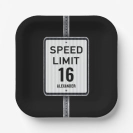 Plato De Papel Modern 16th Birthday Speed Sign