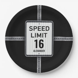 Plato De Papel Modern 16th Birthday Speed Sign