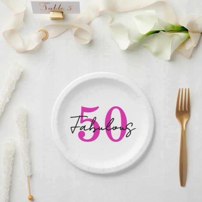 Plato De Papel Modern 50 and Fabulous 50th Birthday Party (Boda)