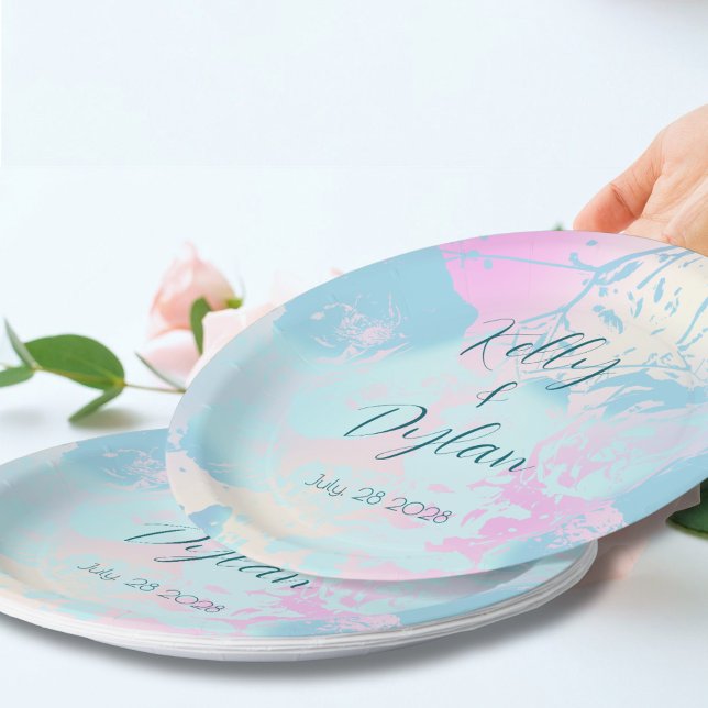 Plato De Papel Modern Abstract Pastel Wedding (Subido por el creador)