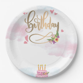 Plato De Papel Modern Birthday