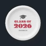 Plato De Papel Modern Black Red Class of 2026 Paper Plates<br><div class="desc">Personalize this classic and modern graduation Class of 2026 paper plate personalized with your name. All colors may be changed to any color of your choice.</div>