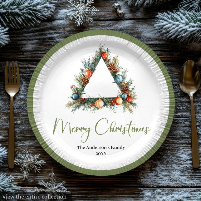 Plato De Papel Modern Bohemian Earthy Neutral Christmas Table  (Modern Bohemian Earthy Neutral Christmas Table Paper Plates)