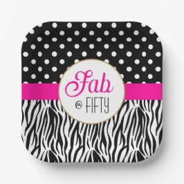 Plato De Papel Modern Bold Fifty & Fabulous 50th Birthday