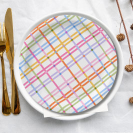 Plato De Papel Modern Colorful Plaid Baby Shower Theme