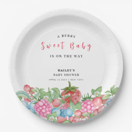 Plato De Papel Modern Cute Wild Berry Sweet Baby Shower