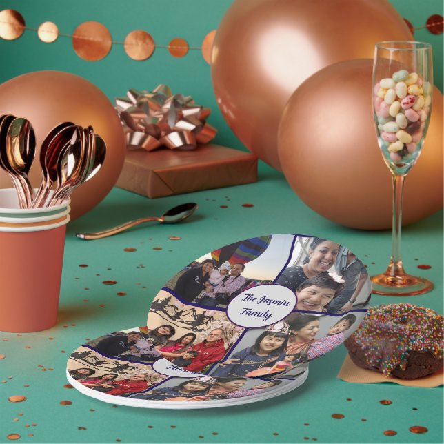 Plato De Papel Modern elegant multi photo family stylish  (Multi)