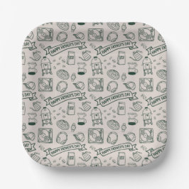 Plato De Papel Modern Father's Day Doodle Pattern Millennial Dad