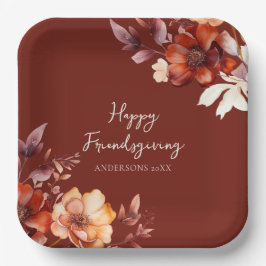 Plato De Papel Modern Floral Friendsgiving