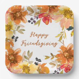 Plato De Papel Modern Floral Friendsgiving
