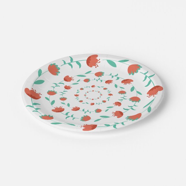 Plato De Papel Modern Flower Pattern-Paper Plates (Angular)