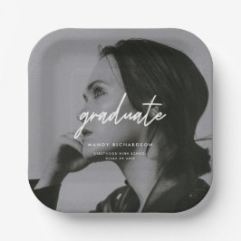 Plato De Papel Modern Full Photo Script Custom Graduation Party