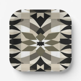 Plato De Papel Modern Geometric Decorative Plate | Neutral Earth 
