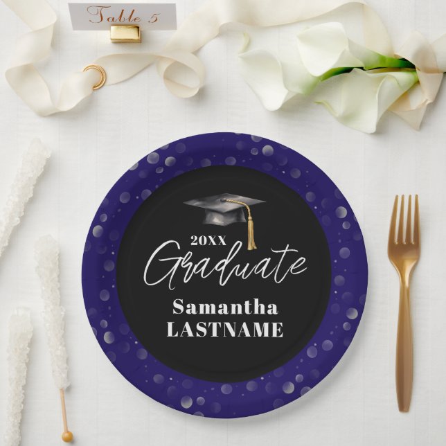 Plato De Papel Modern Graduation Party Class of 20XX Custom (Boda)