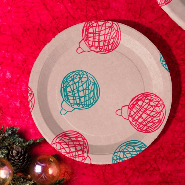 Plato De Papel Modern Hand-Drawn Christmas Ornaments Pattern  (Subido por el creador)