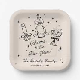 Plato De Papel Modern Hand Drawn New Year's Eve Party