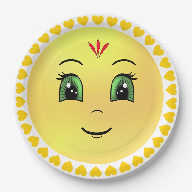 Plato De Papel Modern Happy Sun Face (Anverso)