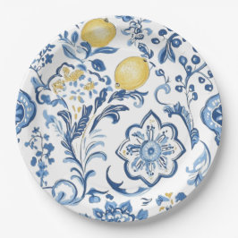 Plato De Papel Modern Italian Blue La Dolce vita Paper 