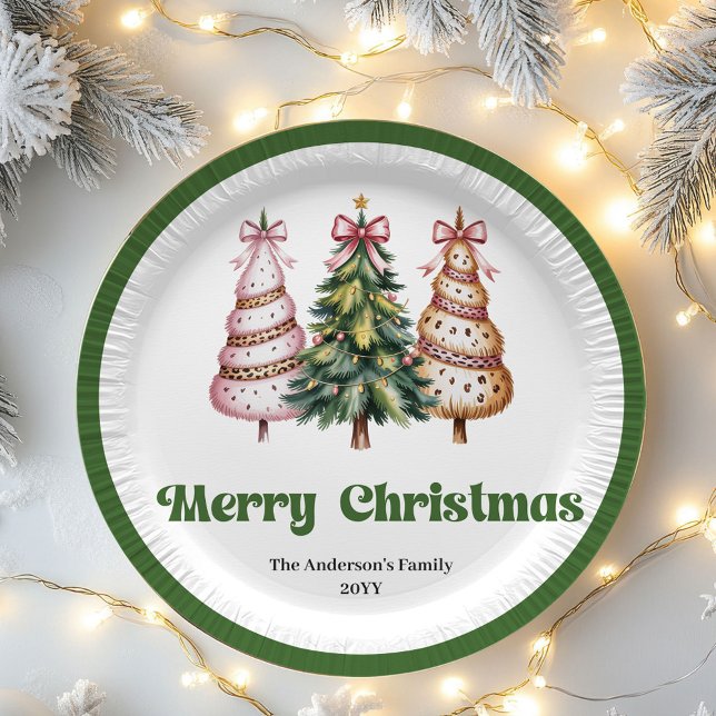 Plato De Papel Modern Leopard Christmas Tree Personalized Paper  (Modern Leopard Christmas Tree Personalized Paper Plates)