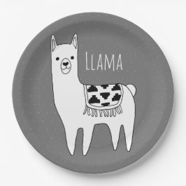Plato De Papel Modern Llama Sketch Baby Shower
