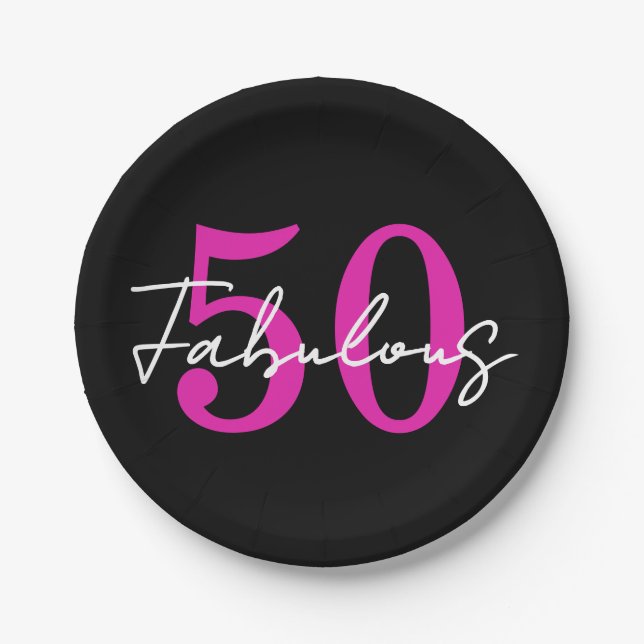 Plato De Papel Modern Minimal 50 Fabulous 50th Birthday Party (Anverso)
