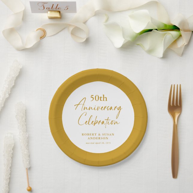 Plato De Papel Modern Minimal 50th Wedding Anniversary (Boda)