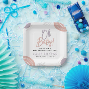 Plato De Papel Modern Minimal Heart Boho Baby Shower