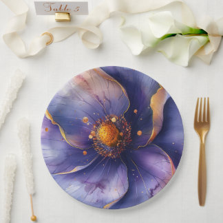 Plato De Papel Modern Minimalist Gold and Purple Wedding 