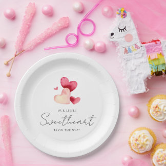 Plato De Papel Modern Minimalist Little Sweetheart Baby Shower
