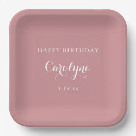 Plato De Papel Modern Minimalist Mauve Birthday 