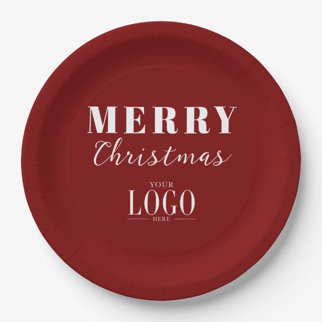 Plato De Papel Modern Minimalist Merry Christmas Company Logo (Anverso)